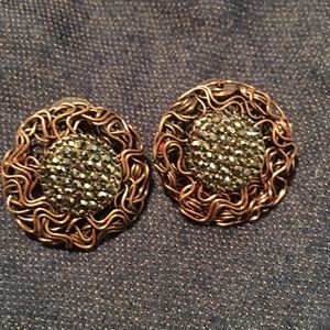 earrings in bronze and silver tone wire design.